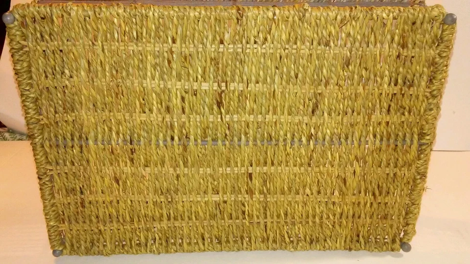 DE COLECCIÓN Mimbre Ratán/Alambre Doble Manija CADDY 6 Vidrio/Taza Portatarjetas Foto 3 de 4