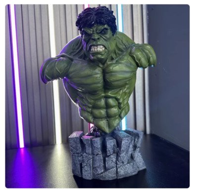 Marvel Incredible Hulk Bust Statue Avengers Movie Iron Man Model 1/3 Green 34cm