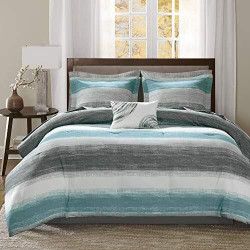 Comforter Set Bed-in-a-Bag Ultra California King (104 in x 92 in) Stripe Aqua-image