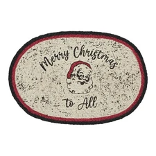 New Christmas VINTAGE SANTA Jute Braided Placemat Candle Mat Doily
