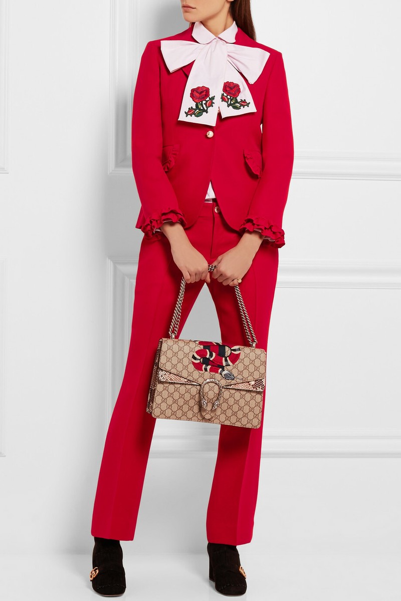 3.3K GUCCI Ruffled Wool & Silk-blend Red Jacket & Pants Suit 3.3K GUCCI Ruffled Wool & Silk-blend Red Jacket & Pants Suit