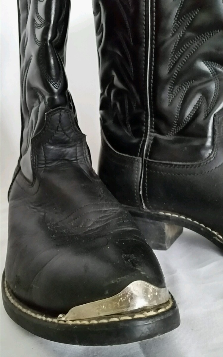 Vintage ACME Western Cowboy Boots Black Men\'s Size 9.5 EXTRA WIDE Vintage ACME Black Red Embroidered Western Cowboy Boots  main image 4
