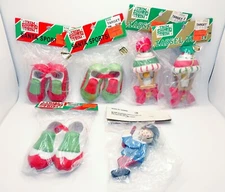 Vtg Christmas Ornament Elf Shoes Lantern Wood Elf 1986 Trim Trends Lot Of 6 NOS