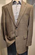 Oscar De La Renta Brown Houndstooth 2-Button 42 R Blazer Sport Coat Jacket