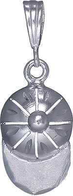 Sterling Silber Baseball Kappe Charm Anhänger Halskette mit Diamantschliff Oberfläche