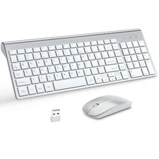 Wireless Keyboard and Mouse with Mouse Pad Ultra Slim Combo MOOJAY 2.4G USB Q...
