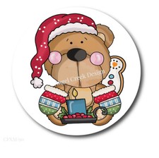 Whimsical Christmas Mittens Bear Scrapbook Stickers Holiday Envelope Seals