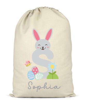 Personalisierter Osterhaseneier Initialen S und Name Sack Geschenktüte XL für Geschenke