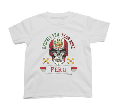 PERU Football T-Shirt  Respect Few Skull Mens Womens kids Copa America