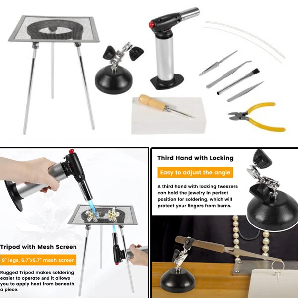 Jewelry Soldering Kit w/Butane Torch Soldering Block for Beginner  Silversmiths