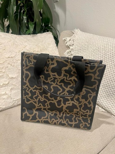 Auténtico TOUS - Bolso de mano de cuero PVC negro marrón - Imagen 2 de 9