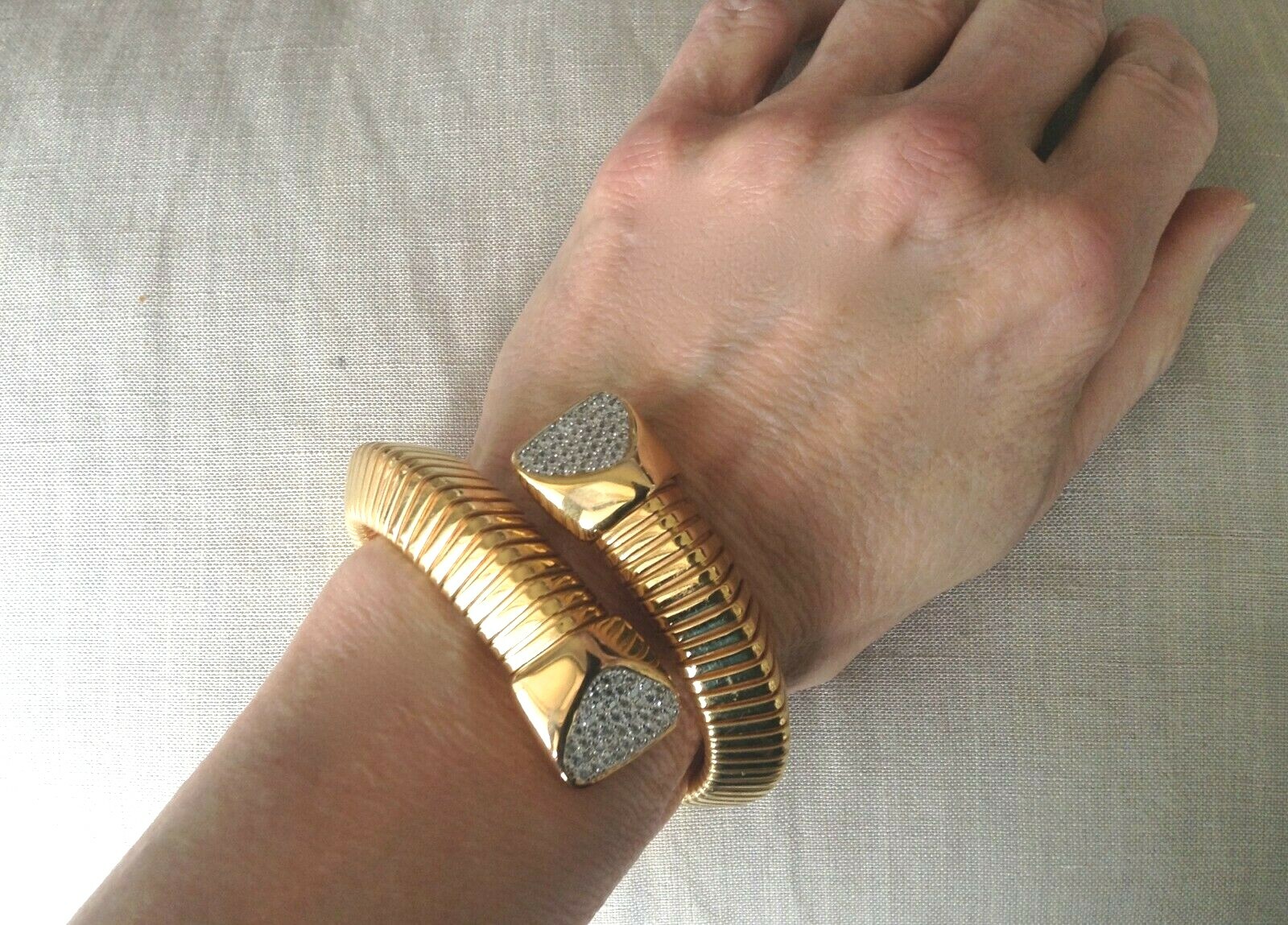 MILOR ITALY Bronze Statement Bracelet Ribbed Snake Cr… Gem