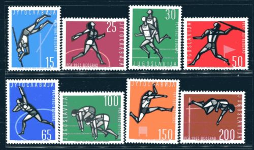 YUGOSLAVIA (S395) 1962 set of 8 stamps EUROPEAN ATHLETIC CHAMPIONSHIPS mnh - Picture 1 of 2
