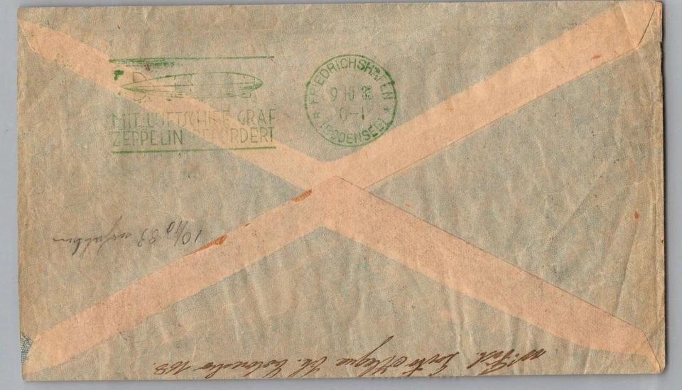 Brasil Graf Zeppelin LZ 127 1933 Condor cubierta de servicio a Europa Alemania Hamburgo Foto 2 de 2