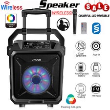 8"Wireless Party Speaker System Big Led Portable Stereo Tailgate Loud w/ Mic