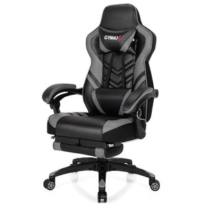 Office Computer Desk Chair Gaming Chair Adjustable Swivel w/Footrest Grey