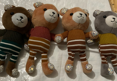 PLUSH GEM BEAR LOT BROWN GREY GLITTER  SMALL - MEDIUM Plushie 4 Toys KEYCHAIN