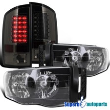 Fit 2002-2005 Dodge Ram 1500 2500 3500 Headlight Blackled Tail Brake Lamp Smoke Fit 2002-2005 Dodge Ram 1500 2500 3500 Headlight Blackled Tail Brake Lamp Smoke
