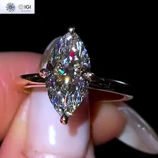 IGI 2.00Ct E VS1 Marquise Lab Grown Diamond Engagement Ring in 14K Yellow Gold