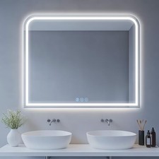 LED Bathroom Mirror, LED Mirror with Lights 40"L x 32"W White 3 Light Modes 