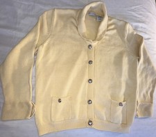 16-18 Vintage White Stage Yellow Button Sweater Long Sleeve DL83