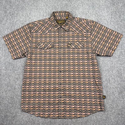 Howler Brothers Pearl Snap H Bar B Shirt Mens M Cactus AOP Western Cowboy Rodeo