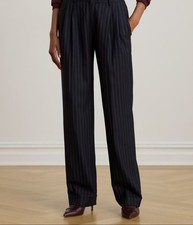 NWT Ralph Lauren 100 Wool Dress Pants Women 10 PETITE Career Pinstripe Light