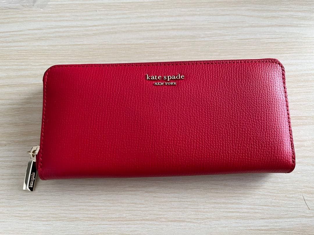 KATE SPADE Long Wallet Leather Red Care Card New