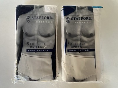 2 STaFFoRD Essentials (3 packs) Men's 100% Cotton Full Cut Briefs Size 36 NEW