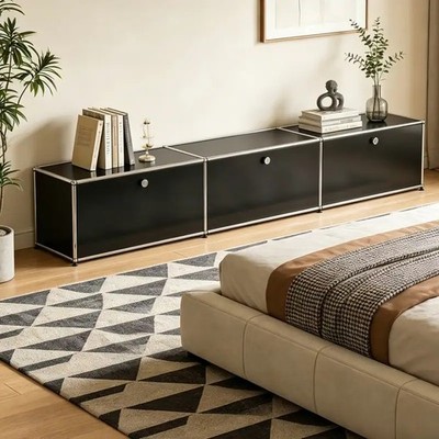 Used USM Haller Style Modern Storage Cabinet Media Unite Metal