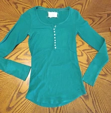 Y2K Vintage Aeropostale Henley Top Teal Green Women Medium Twilightcore Sz M