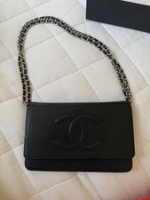Chanel Timeless CC Caviar Wallet on Chain Black Silver Hardware