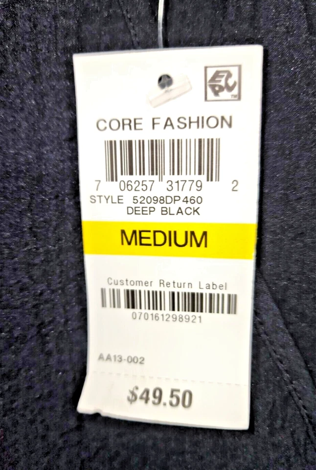 Calça feminina JM Collection média preta perna larga bolsos com ligas nova com etiquetas - Imagem 3 de 4