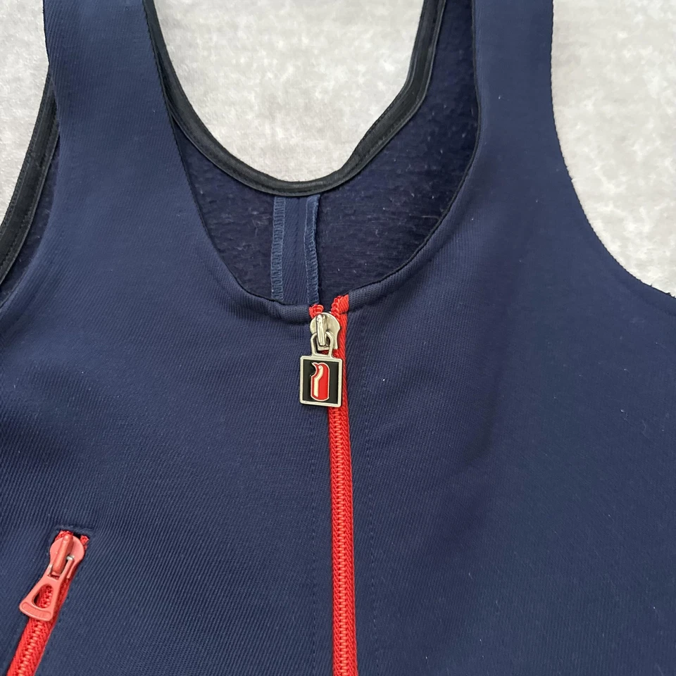 Vintage Ellesse Ski Bib Womens Small Navy Red Padded Knee Stirrup Gaiters Zip - image 4 of 4