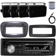 Pyle 1-DIN Boat CD Radio W/Kit  Adapter Plate, 4x 3.5'' Indoor/Outdoor Speakers