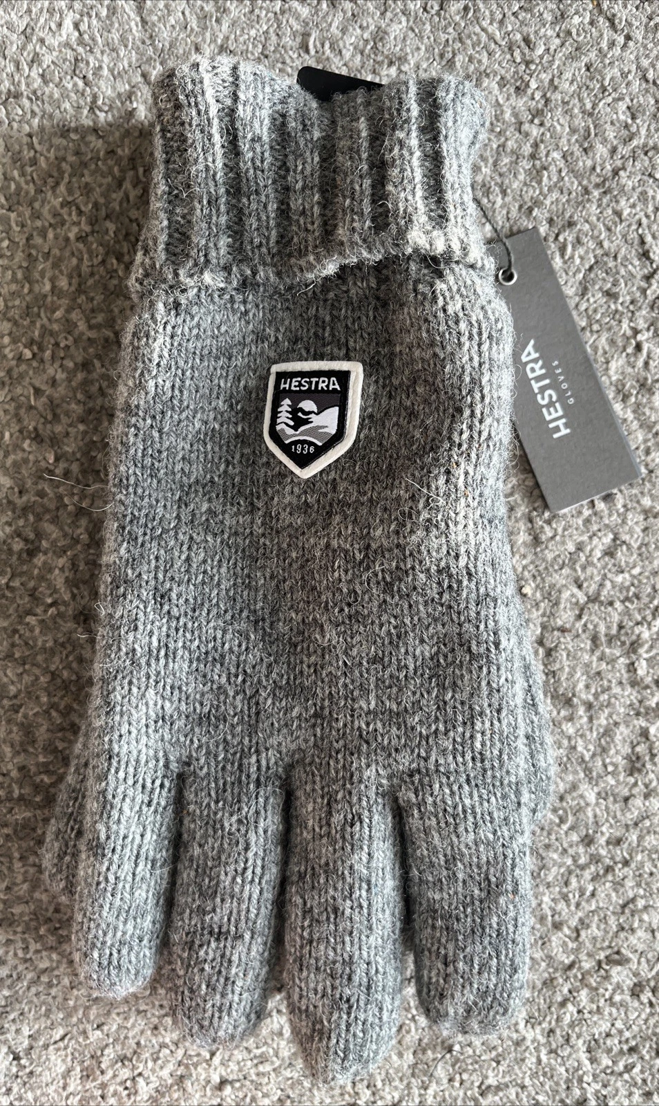 HESTRA MENS BASIC WOOL GLOVES GREY SIZE 9 New
