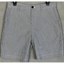 Banana Republic Aiden Shorts Mens 30 Navy White Seersucker Stripe Slim Fit Chino