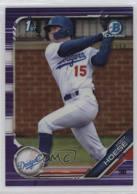 2019 Bowman Draft Chrome Purple Refractor 66/250 Kody Hoese #BDC-187 1ar2