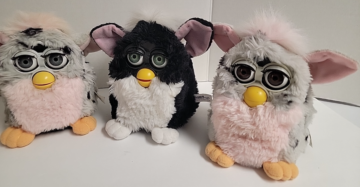 VINTAGE FURBY FURBIES Lot Spotted Black White Gray Tan 70-800