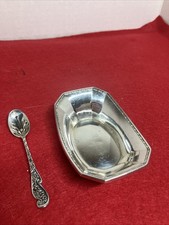 Sterling Silver Salt Cellar  3&ldquo; X 2&ldquo; And Spoon 3 &ldquo;