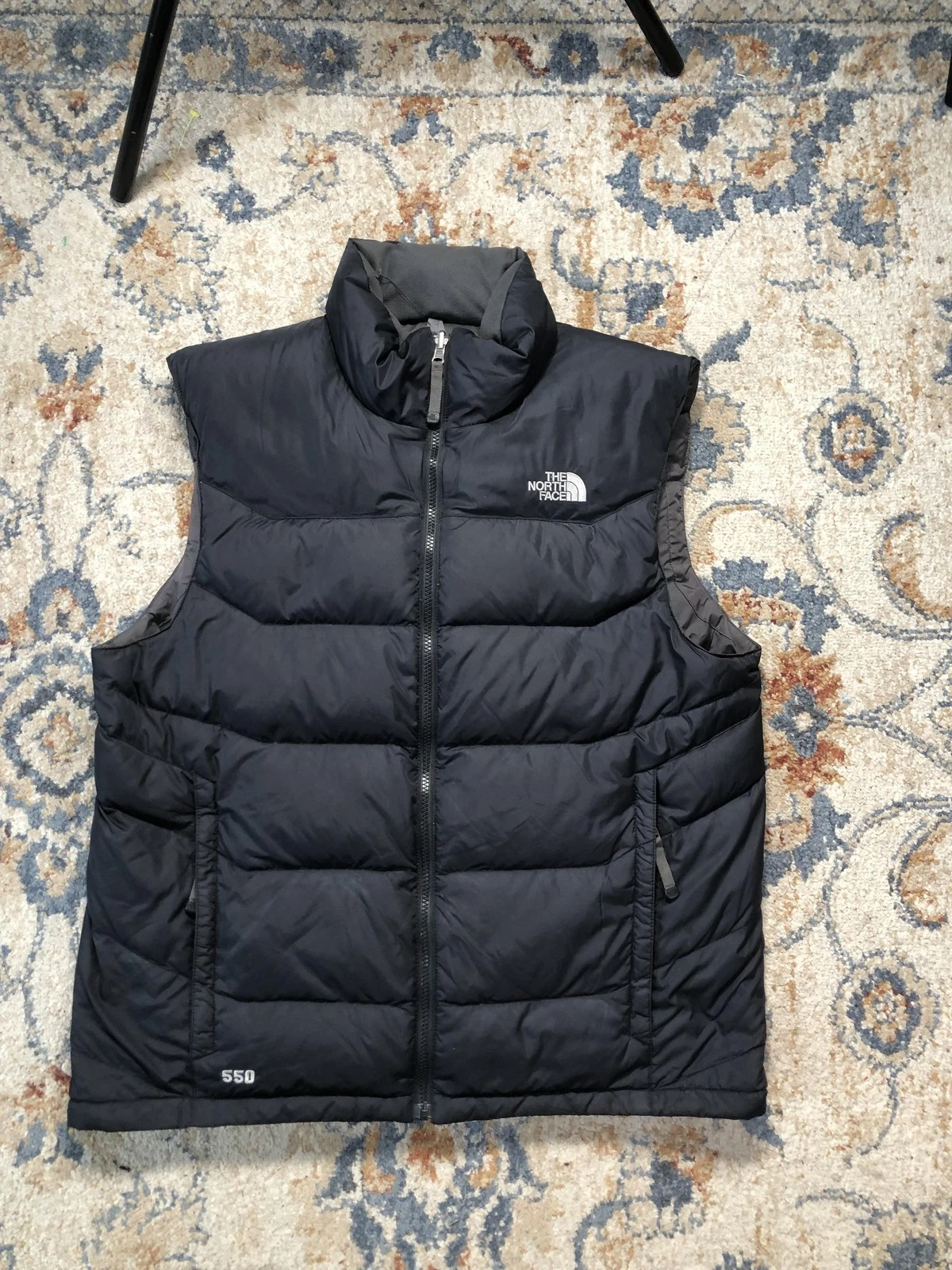 The North Face Vest Mens Large Black 550 Down Puffer Full Zip Insulated Outdoor