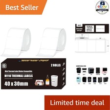 Adhesive Thermal Labels For Phomemo M110 M220 40x30mm White 2 Rolls 480 Pcs