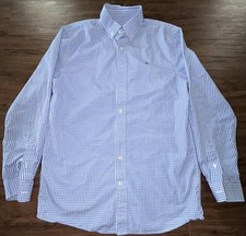 Vineyard Vines Shirt Youth XL 18 Blue Check Whale 100 Cotton Long Sleeve