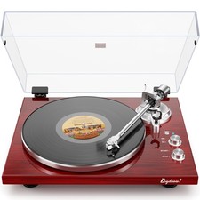 Belt Drive Turntable for Vinyl Record Player, Bluetooth Output, Built-in Phon...