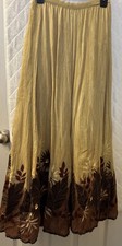 Gold Brown Paisley Peasant Maxi Skirt 90s Boho Fairy Whimsy Enchanting Medium