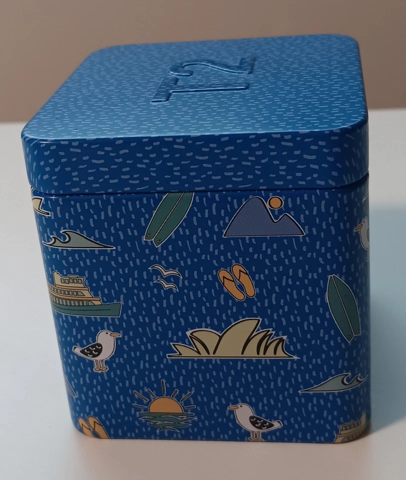 5 X T2 Collectible Breakfast Tea Tins New York And Sydney, Red, Blue And Aqua - image 3 of 4