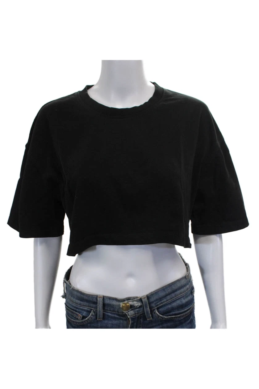 Zara Women Cropped Black Cotton Crew Neck Short Sleeve T-Shirt Size M
Opens in a new window or tab
