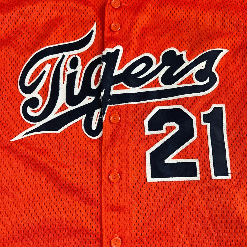 Винтажная мужская бейсбольная футболка Majestic Auburn Tigers University средний размер оранжевая сделано в США 90-е - Изображение 2 из 4