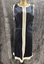 Vintage 90’s The Limited Navy White Front Zip Fit And Flare Dress Size 18W Y2K