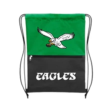Philadelphia Eagles Retro NFL Split Color Drawstring Bag - Kelly Green